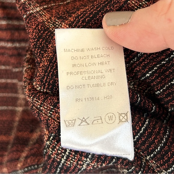 BILLY REID Plaid Italian Button Top Heritage Equestrian Academia Viscose Size XS - Picture 16 of 16